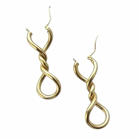 Milor Italy 14K Yellow Gold Polished Twist Dangle Earrings - Picture 5 of 9